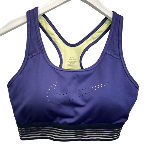 Nike Other - Nike Racerback Sports Bra Blue Size M Stretch Dri-Fit Logo Bra Pads Sporty